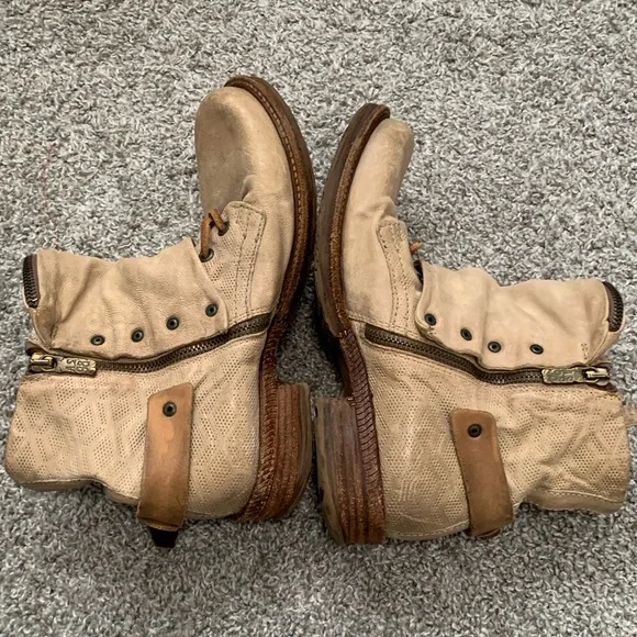 A.S. 98 Wasteland Cream Fold Over Leather Ankle Combat Boots Size 38 - Picture 6 of 8